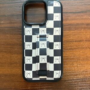 WALLI Checkered Black & White Phone Case with Hand Strap